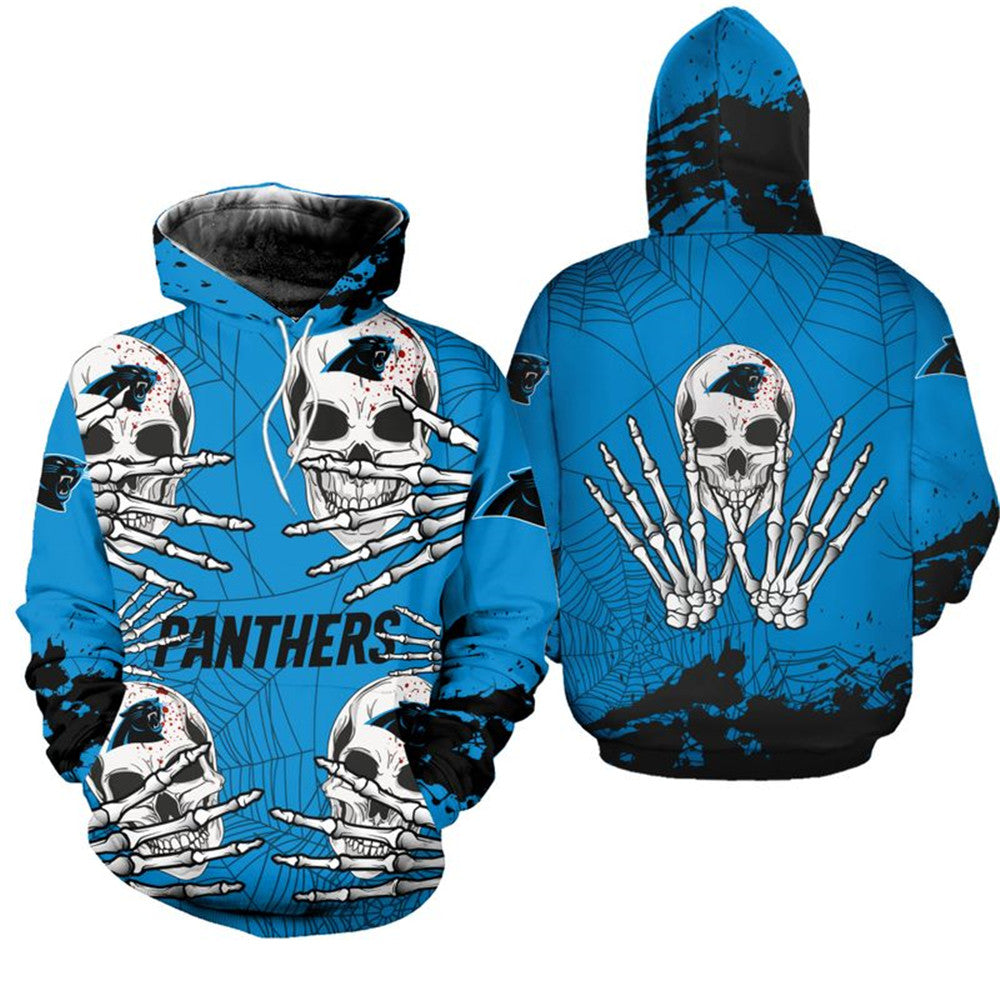 Carolina Panthers Halloween Skull Hoodie