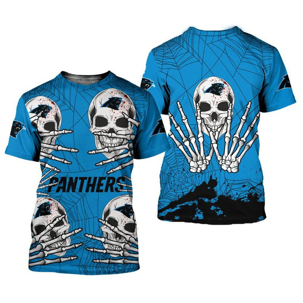 Carolina Panthers Halloween Skull T-Shirt