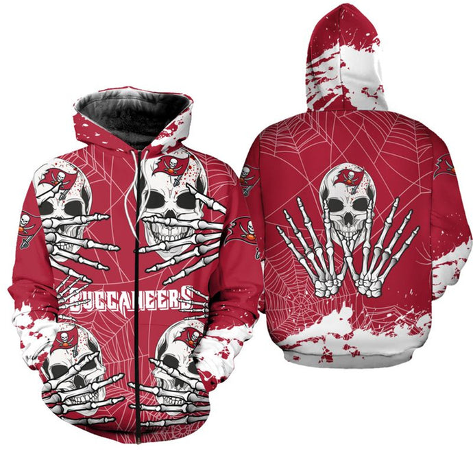 Tampa Bay Buccaneers Halloween Skull Zipper Hoodie