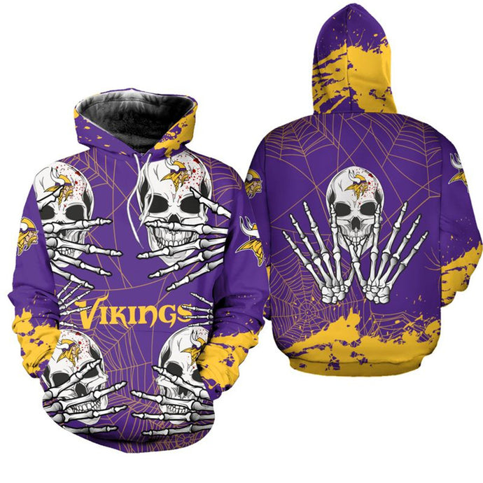 Minnesota Vikings Halloween Skull Hoodie