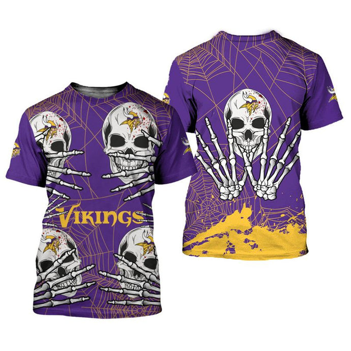 Minnesota Vikings Halloween Skull T-Shirt