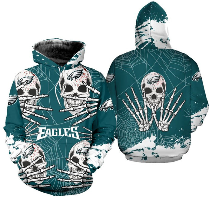 Philadelphia Eagles Halloween Skull Hoodie