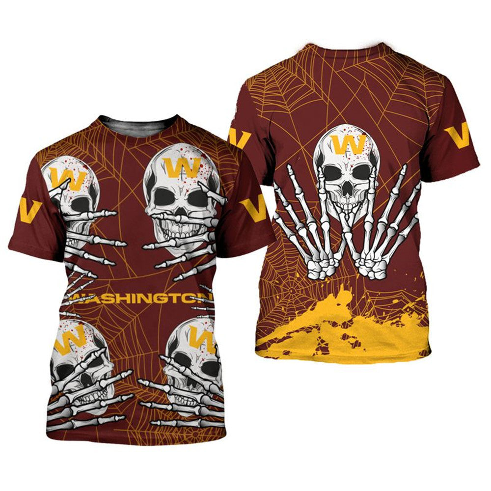 Washington Commanders Halloween Skull T-Shirt