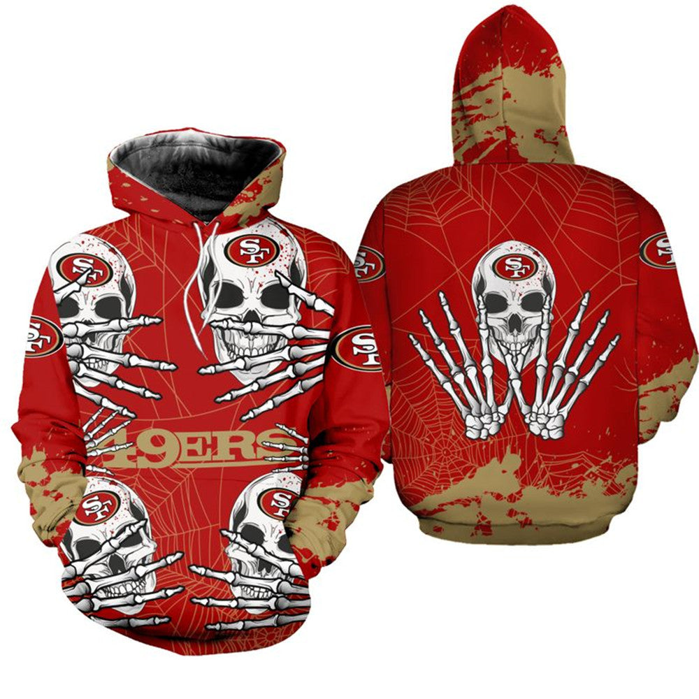 San Francisco 49ers Halloween Skull Hoodie