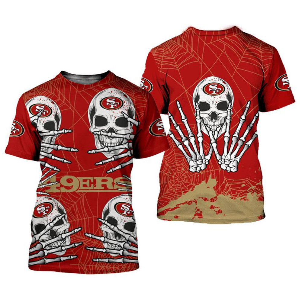 San Francisco 49ers Halloween Skull T-Shirt