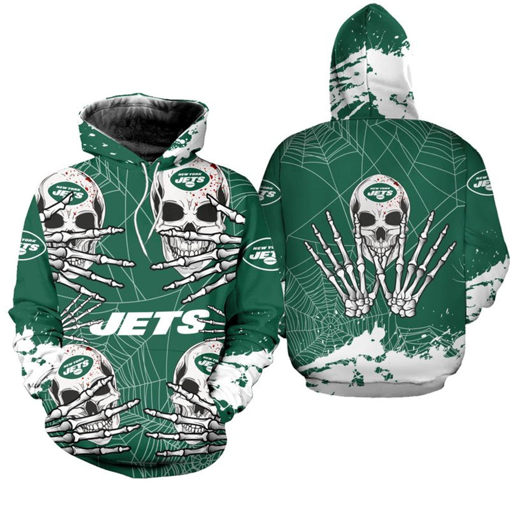 New York Jets Halloween Skull Hoodie