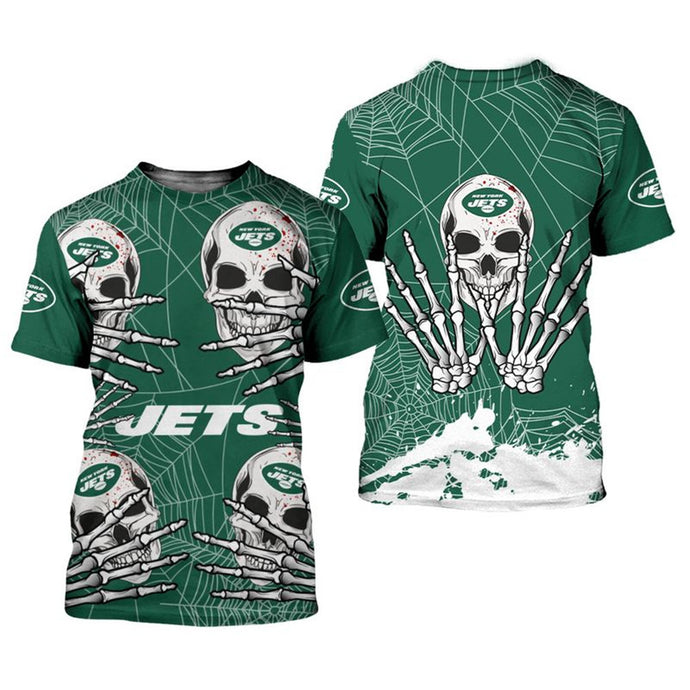 New York Jets Halloween Skull T-Shirt