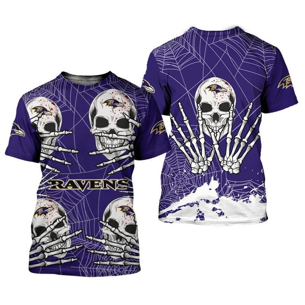 Baltimore Ravens Halloween Skull T-Shirt