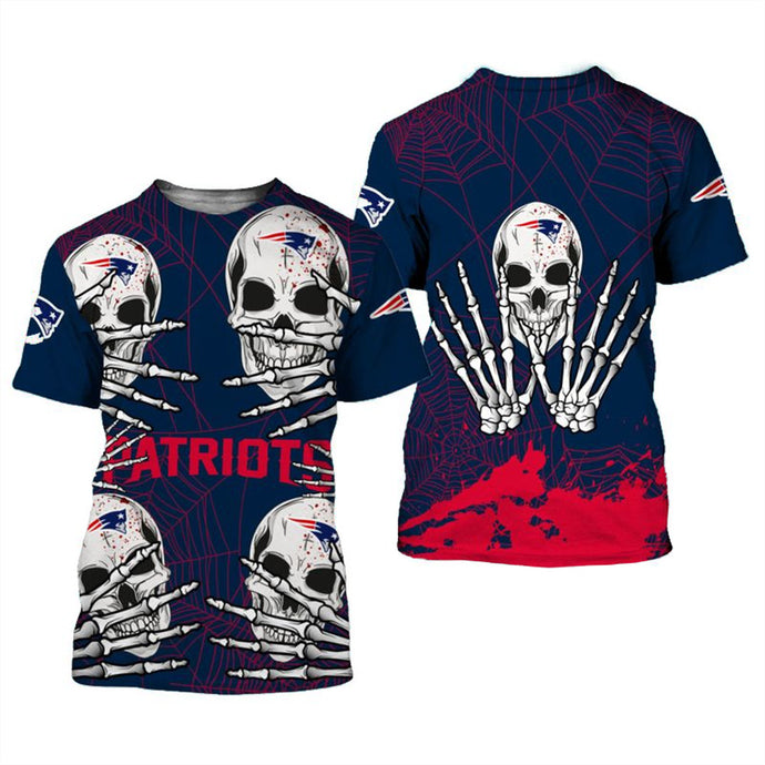 New England Patriots Halloween Skull T-Shirt