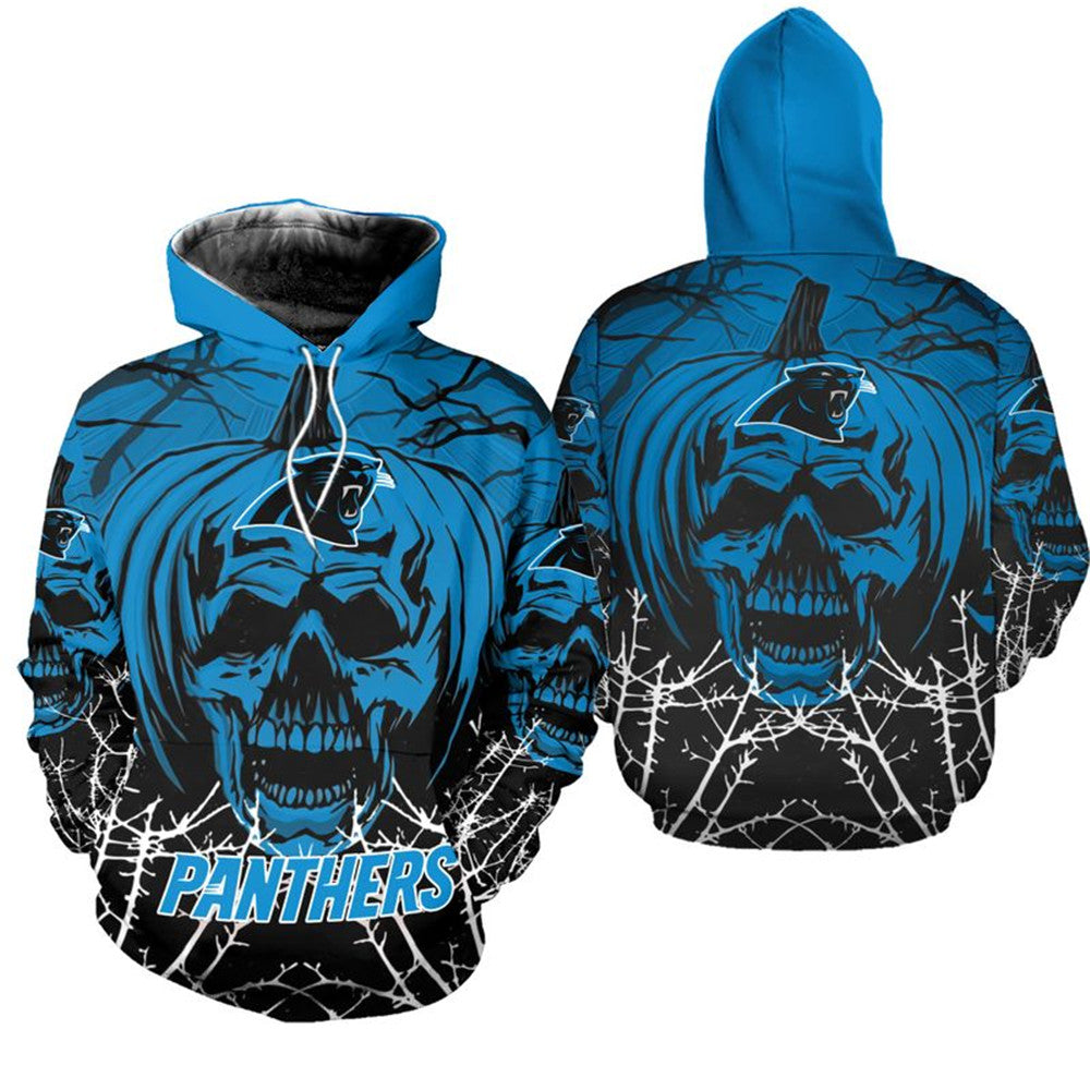 Carolina Panthers Pumpkin Skull Hoodie