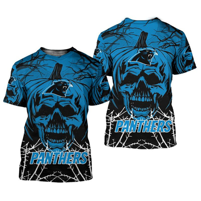 Carolina Panthers Pumpkin Skull T-Shirt