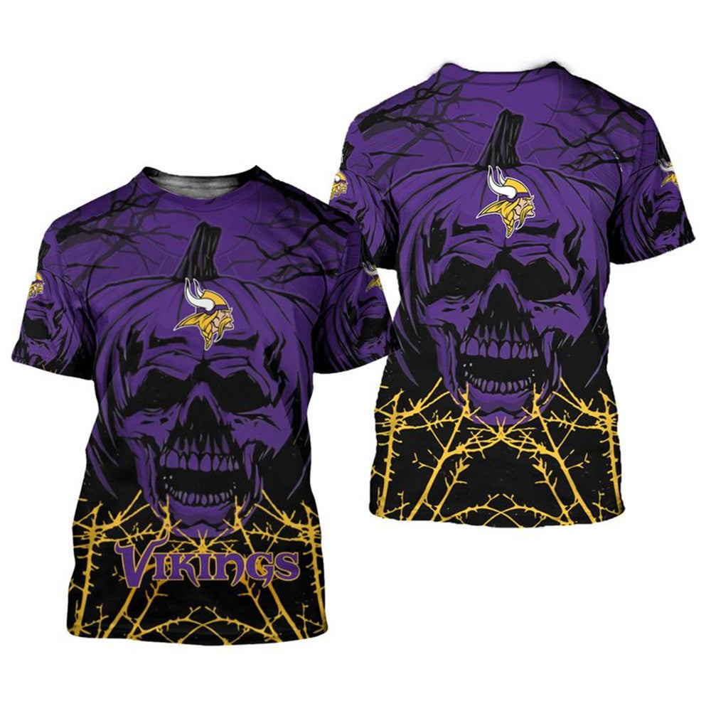 Minnesota Vikings Pumpkin Skull T-Shirt