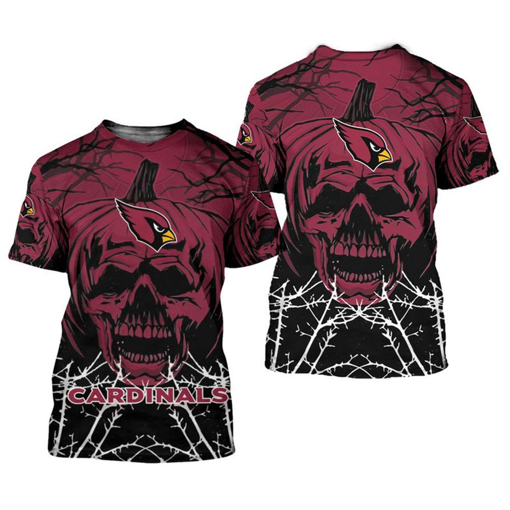 Arizona Cardinals Pumpkin Skull T-Shirt