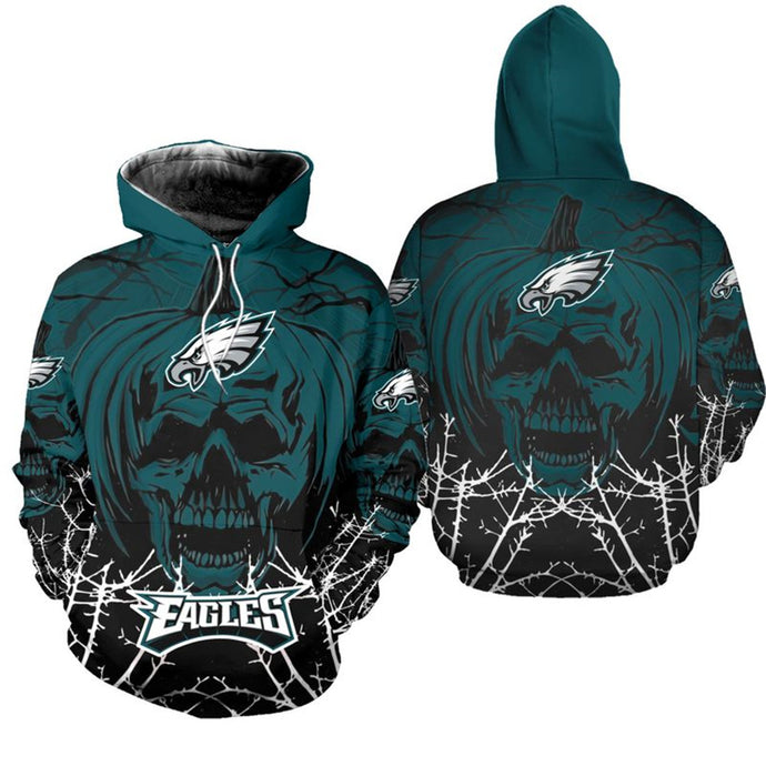 Philadelphia Eagles Pumpkin Skull Hoodie