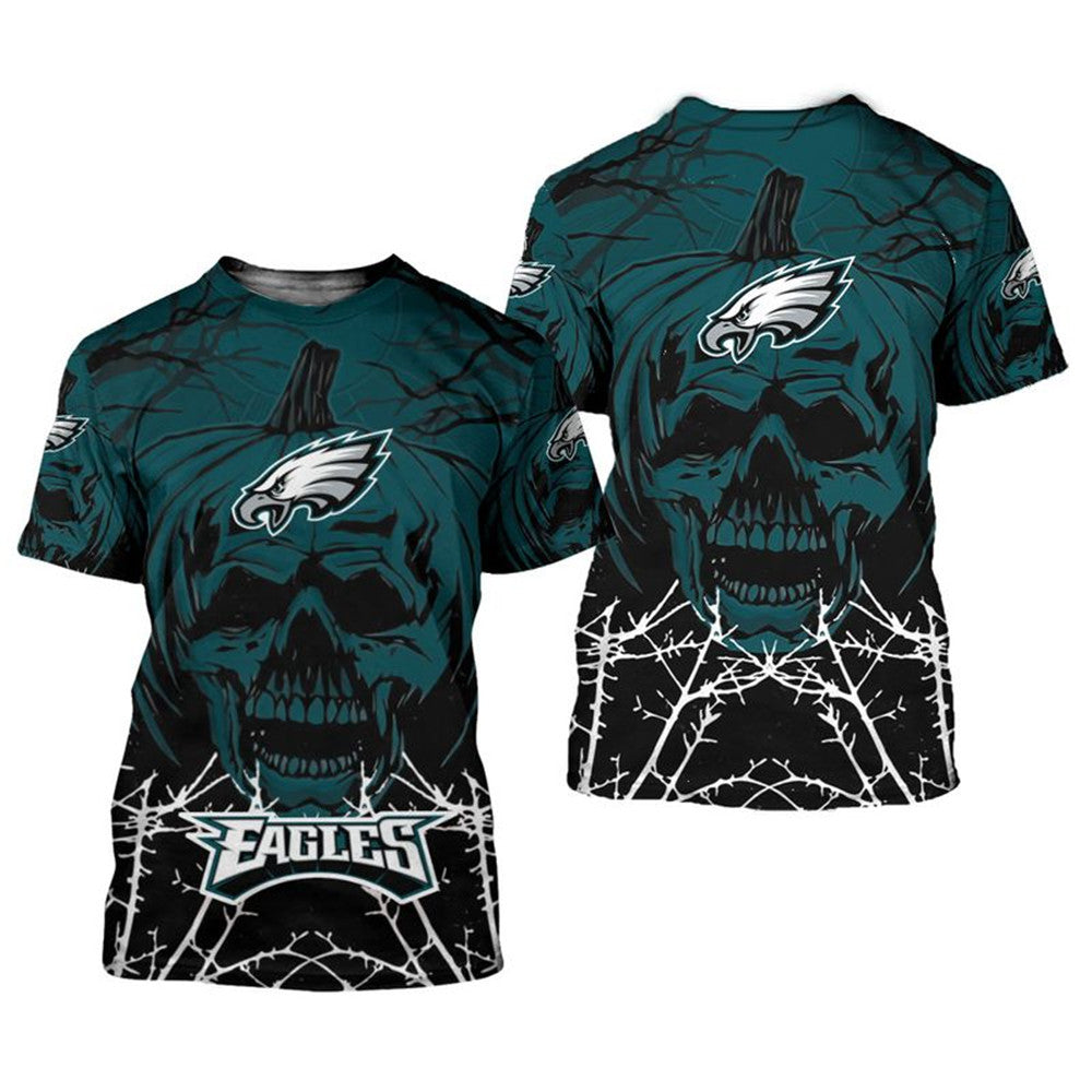 Philadelphia Eagles Pumpkin Skull T-Shirt