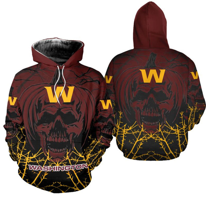 Washington Commanders Pumpkin Skull Hoodie