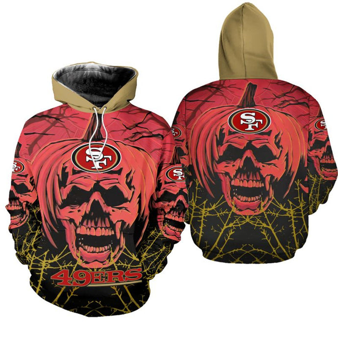 San Francisco 49ers Pumpkin Skull Hoodie