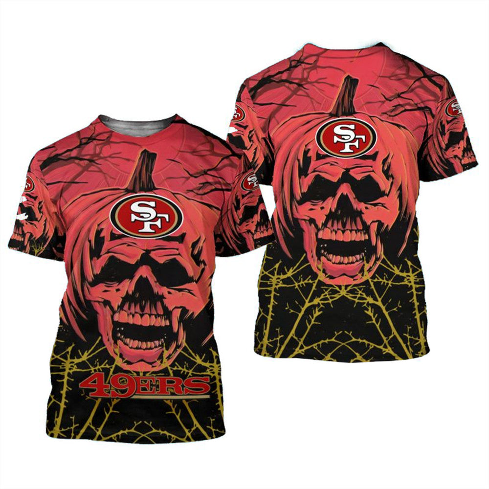 San Francisco 49ers Pumpkin Skull T-Shirt