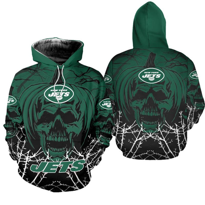 New York Jets Pumpkin Skull Hoodie