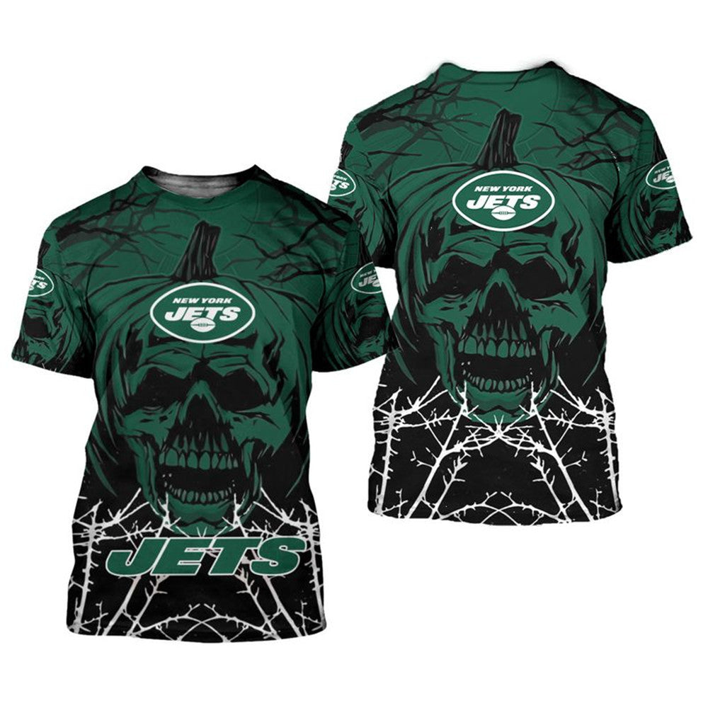 New York Jets Pumpkin Skull T-Shirt