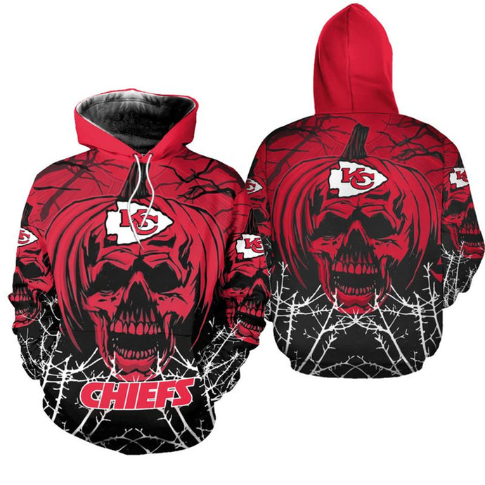 Kansas City Chiefs Pumpkin Skull Zipper Hoodie