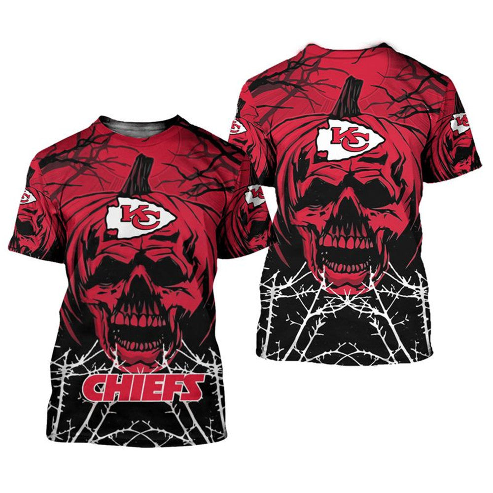 Kansas City Chiefs Pumpkin Skull T-Shirt