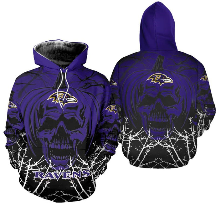 Baltimore Ravens Pumpkin Skull Hoodie