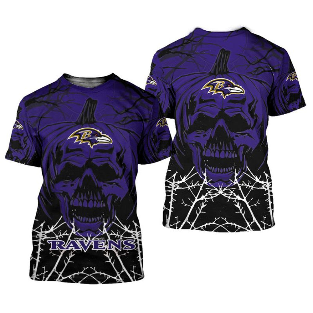 Baltimore Ravens Pumpkin Skull T-Shirt