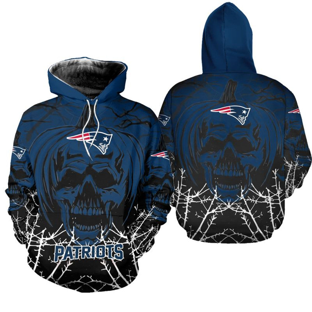 New England Patriots Pumpkin Skull Hoodie