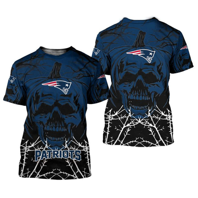 New England Patriots Pumpkin Skull T-Shirt