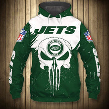 Load image into Gallery viewer, New York Jets Skull Hoodie