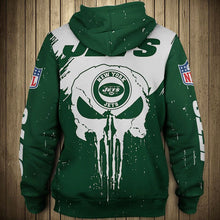 Load image into Gallery viewer, New York Jets Skull Hoodie