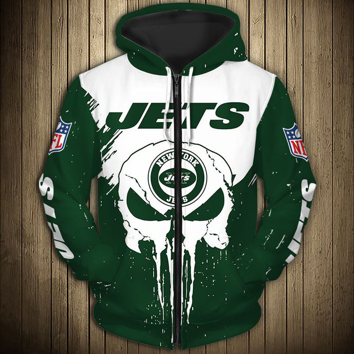 New York Jets Skull Zipper Hoodie
