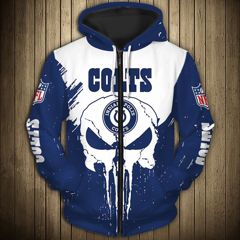 Indianapolis Colts Skull Zipper Hoodie