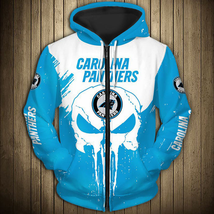 Carolina Panthers Skull Zipper Hoodie