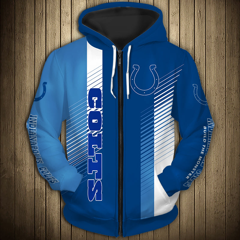 Indianapolis Colts Stripes Zipper Hoodie