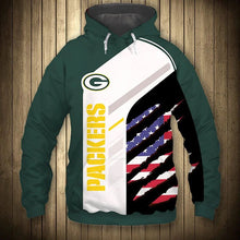 Load image into Gallery viewer, Green Bay Packers American Flag Hoodie