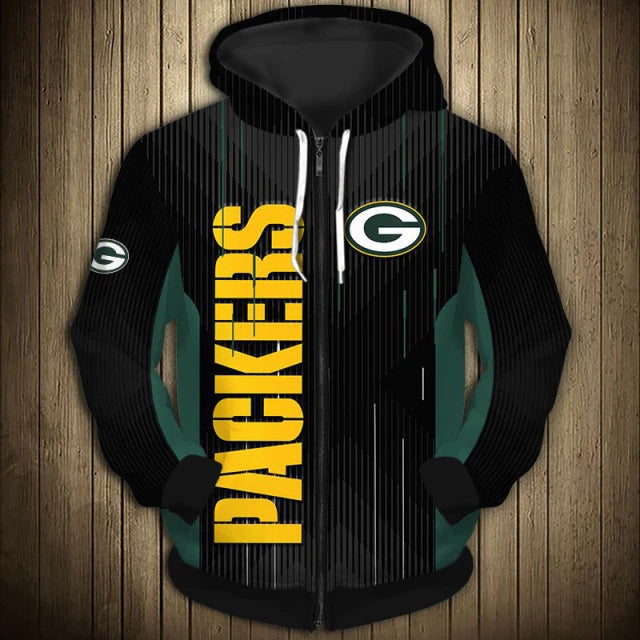 Green Bay Packers Stripe Zipper Hoodie