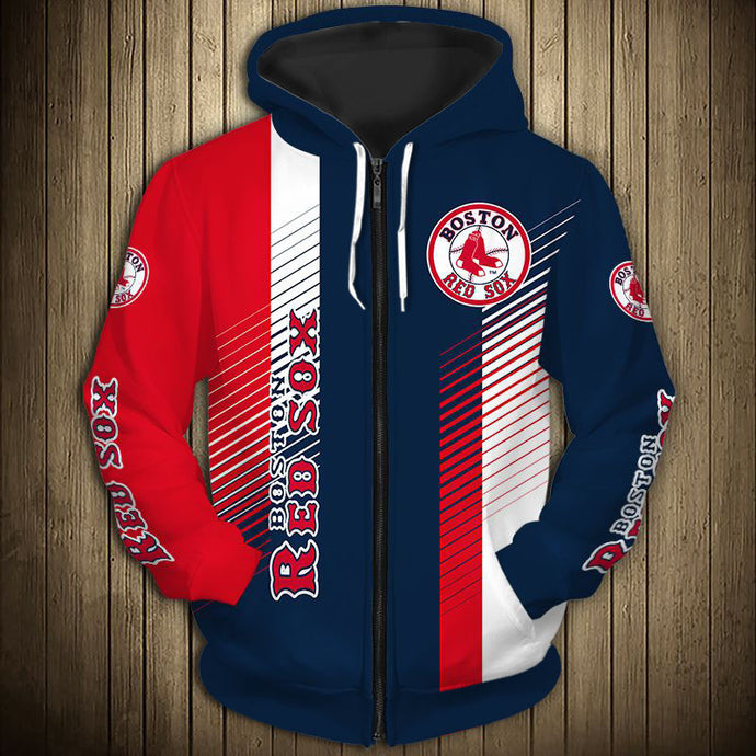 Boston Red Sox Stripes Zipper Hoodie