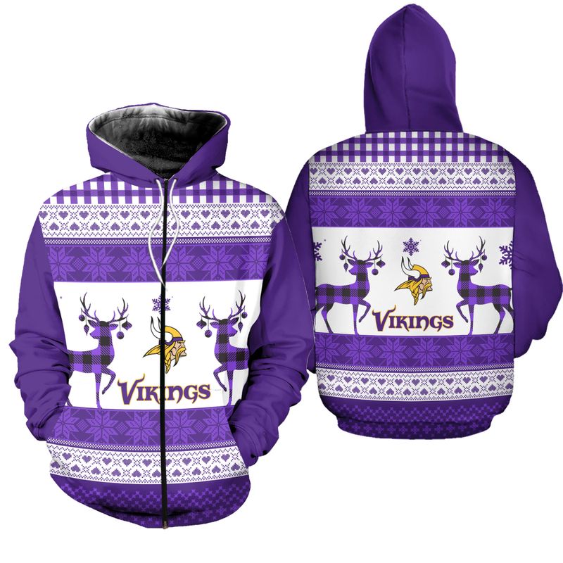 Minnesota Vikings Christmas Zipper Hoodie