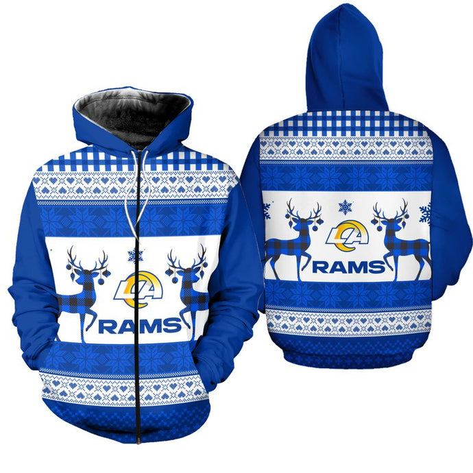 Los Angeles Rams Christmas Zipper Hoodie