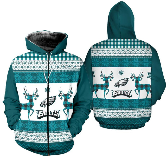 Philadelphia Eagles Christmas Zipper Hoodie