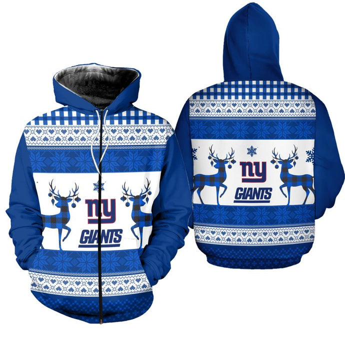 New York Giants Christmas Zipper Hoodie