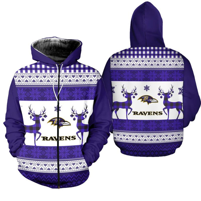 Baltimore Ravens Christmas Zipper Hoodie