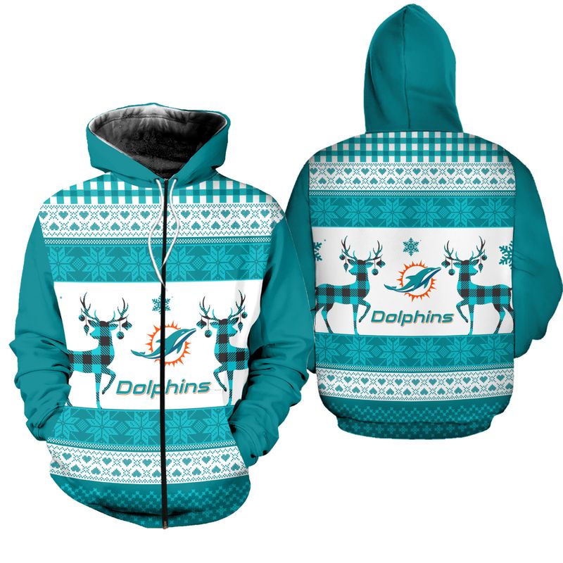 Miami Dolphins Christmas Zipper Hoodie