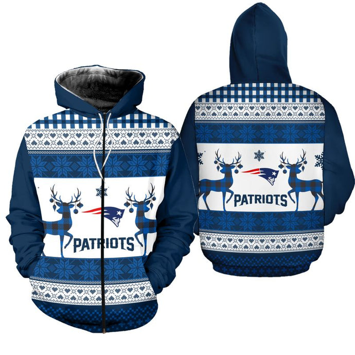 New England Patriots Christmas Zipper Hoodie