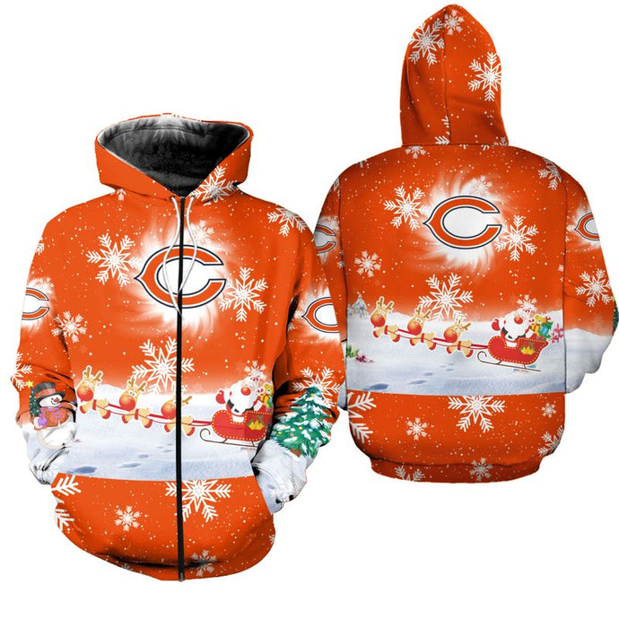 Chicago Bears Cool Christmas Zipper Hoodie