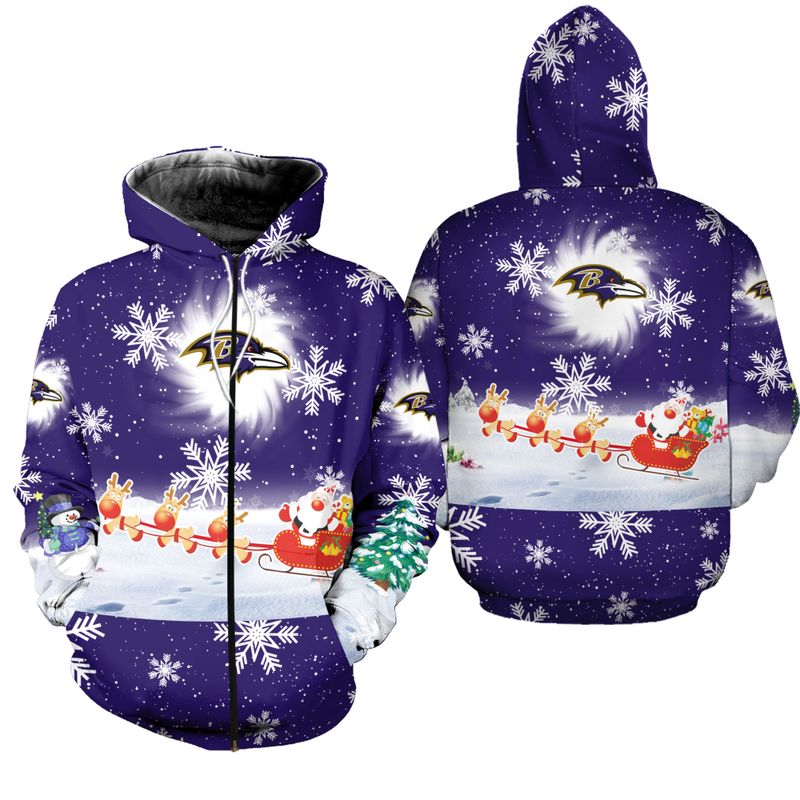 Baltimore Ravens Cool Christmas Zipper Hoodie