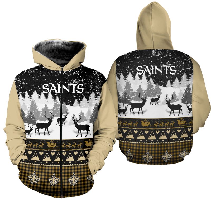New Orleans Saints Casual Christmas Zipper Hoodie – SportsDexter