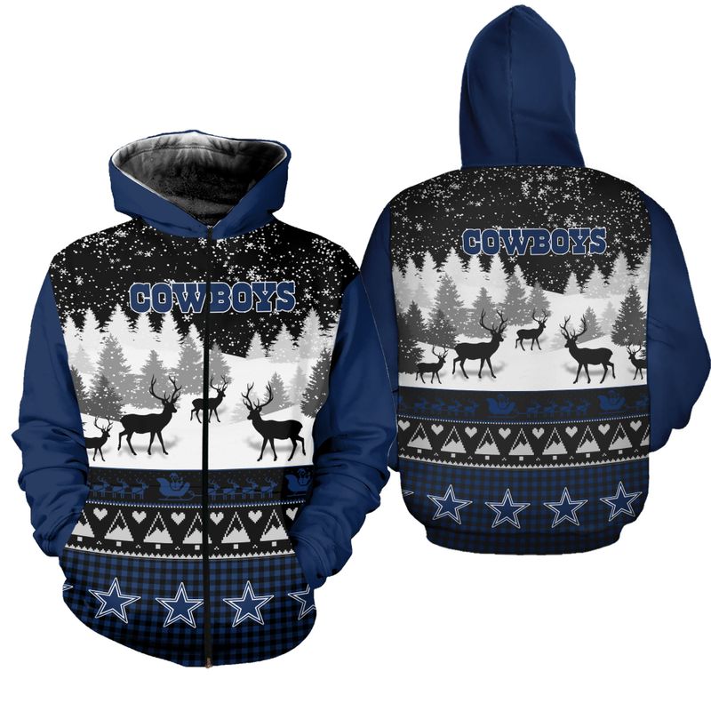 Dallas Cowboys Casual Christmas Zipper Hoodie